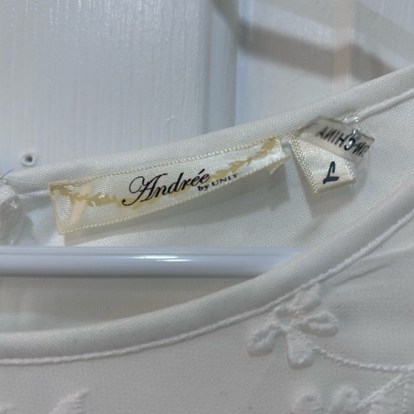 NWT White Floral Embroidered Shift Dress Bride Bridal Shower Ruffle LWD Sz L - Picture 3 of 10